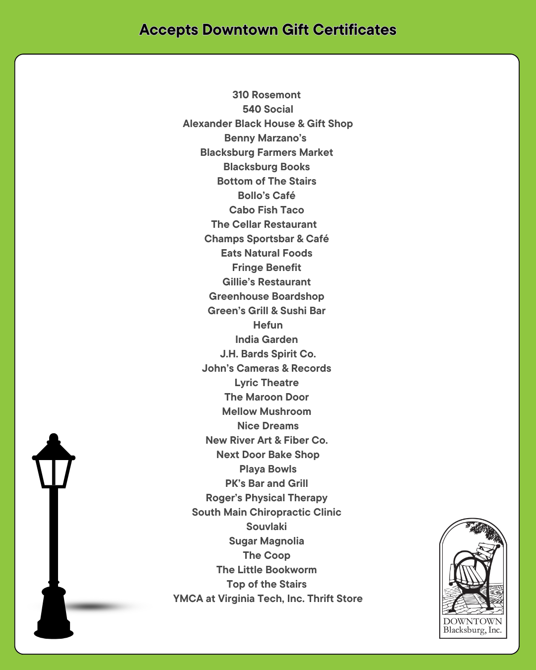 Accepts Downtown Gift Certificates 5